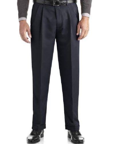 Mens Navy Blue Pleated Work Pants